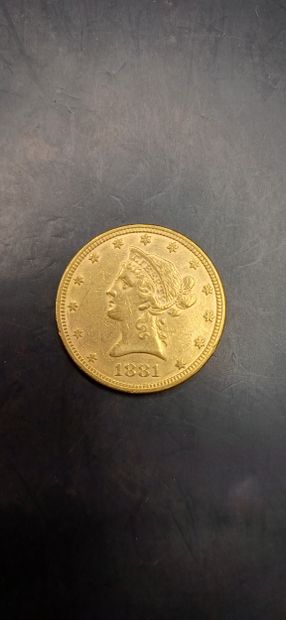 Pièce or de 10 Dollars, année 1881
Poids...