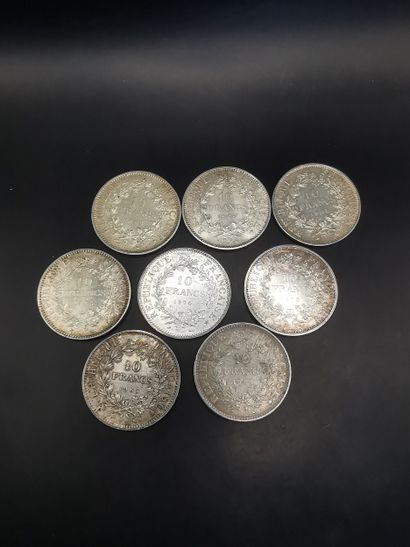 Set of 8 silver 10 franc coins 900/1000 ...