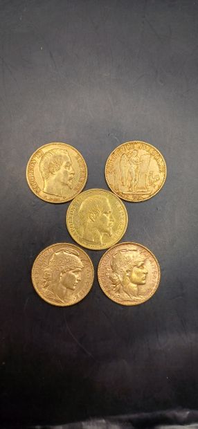 Lot de 5 Pièces de 20 francs or
Poids 32,16g
LES...