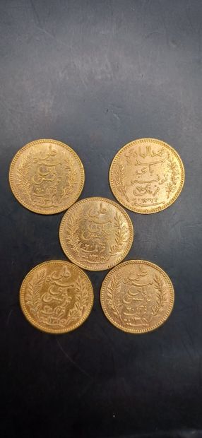 TUNISIA
Lot of 5 Coins of 20 francs gold
Weight...