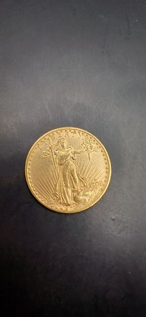 Pièce or de 20 Dollars, année 1904
Poids...