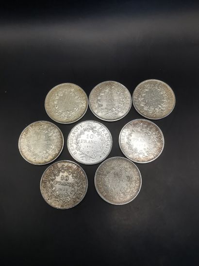 Set of 8 silver 10 franc coins 900/1000 ...