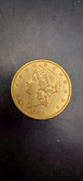 Pièce or de 20 Dollars, année 1890
Poids...