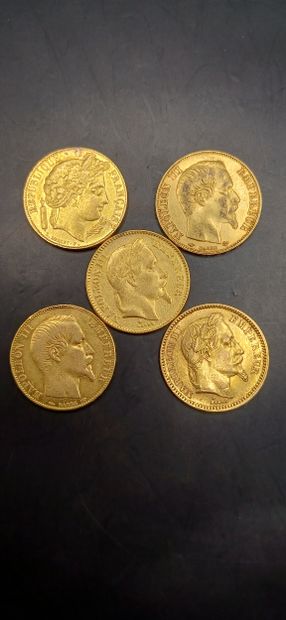 Lot of 5 Coins of 20 francs gold
Weight 31.91g
GOLD...