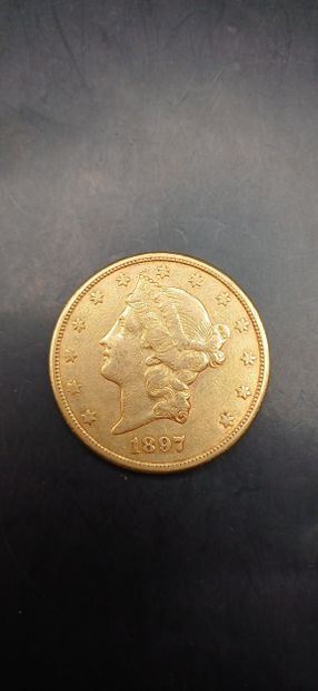 Pièce or de 20 Dollars, année 1897
Poids...