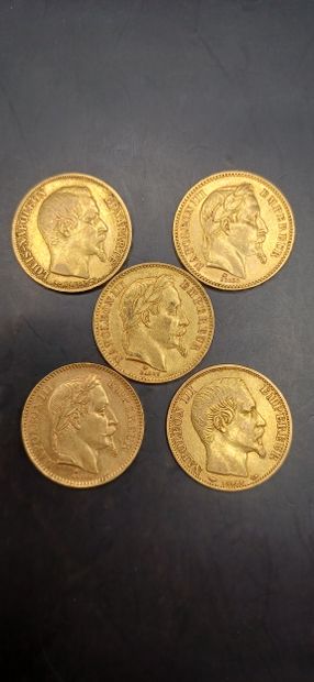 Lot of 5 20 franc gold coins
Weight : 32,07g
GOLD...