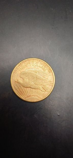 Pièce or de 20 Dollars, année 1910
Poids...