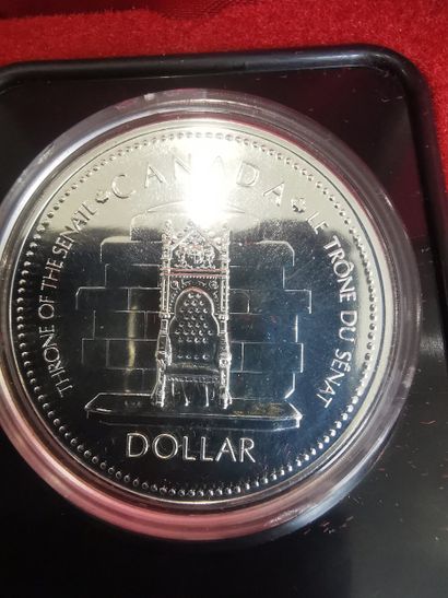 LOT of three 1 Canadian Dollar coins in silver...