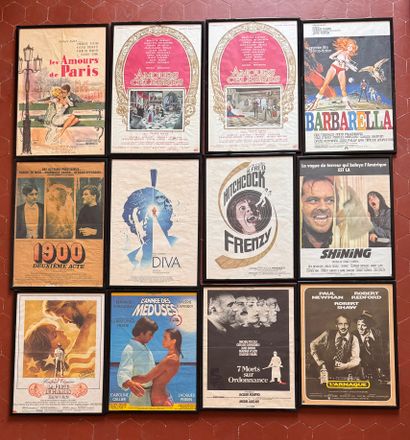 Lot of 12 framed French movie posters in...