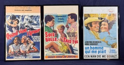 Lot of 7 framed Belgian movie posters.
Average...