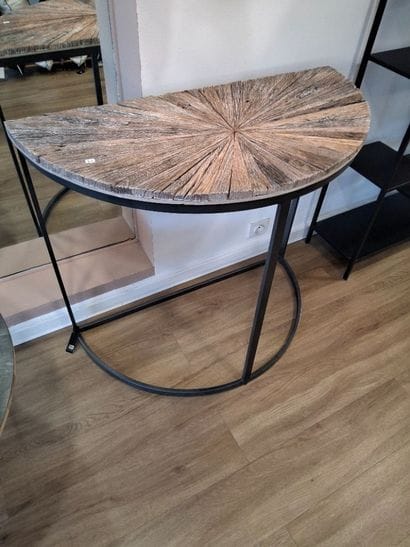 Table demie lune en bois et fer