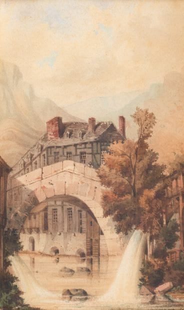 Ecole du XIXe siècle
Paire de paysages germaniques
Gouache...