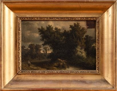 Ecole du XIXe siècle
Femme dans un paysage
Huile...