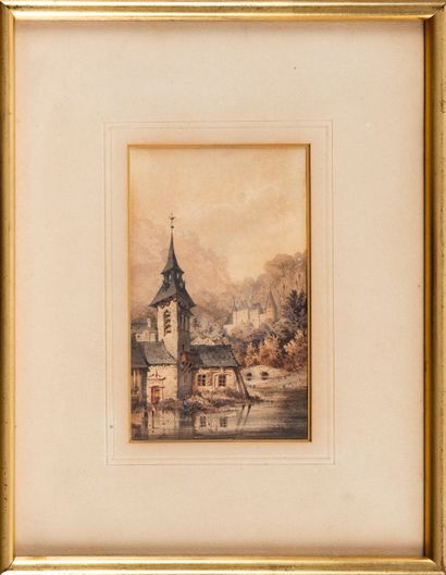 Ecole du XIXe siècle
Paire de paysages germaniques
Gouache...
