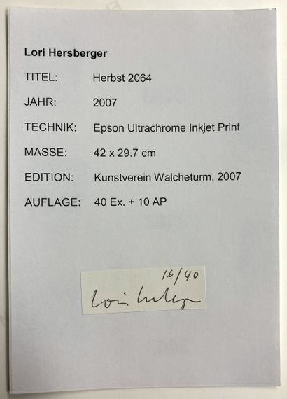 Lori HERSBERGER (Né en 1964)
Herbst 2064....