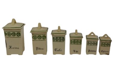 Six pots à épices en céramique vintage, de...