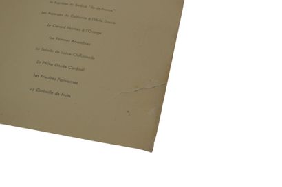 Carte du menu du diner du mercredi 18 octobre...