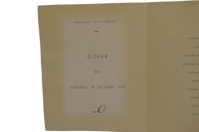 Carte du menu du diner du mercredi 18 octobre...
