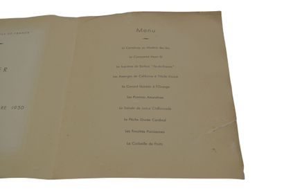 Carte du menu du diner du mercredi 18 octobre...