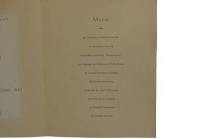 Carte du menu du diner du mercredi 18 octobre...