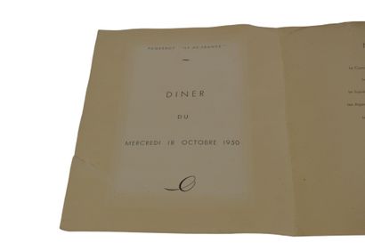 Carte du menu du diner du mercredi 18 octobre...