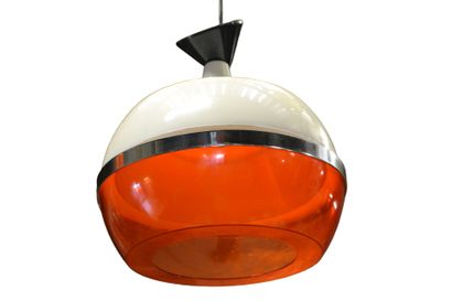 Suspension vintage en plastique orange et...