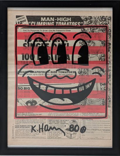 KEITH HARING (1958-1990)
Red and black ink...