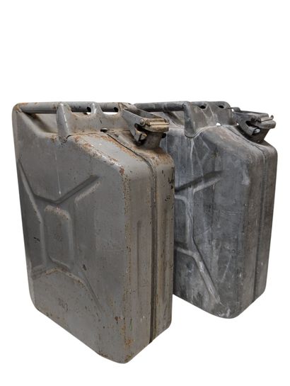 Pair of jerrycans in embossed sheet metal,...