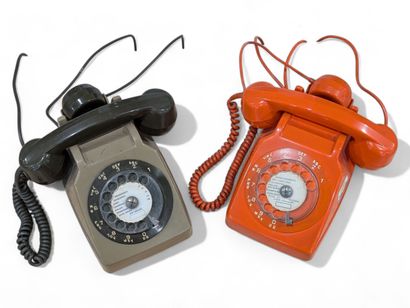 Wired SOCOTEL telephone in orange PVC with...