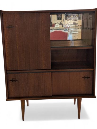 Teak veneer enfilade cabinet. It opens with...