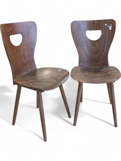 BAUMANN 
Suite of 13 chairs in thermocurved...