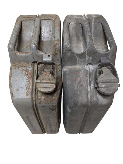 Pair of jerrycans in embossed sheet metal,...