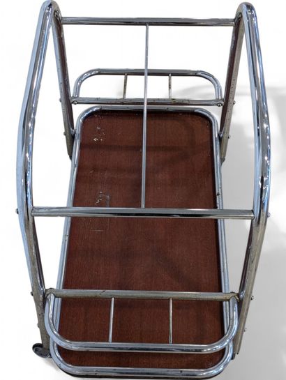 Wheeled sideboard with chrome-plated tubular...