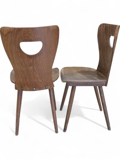 BAUMANN 
Suite of 13 chairs in thermocurved...