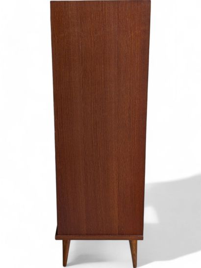 Teak veneer enfilade cabinet. It opens with...