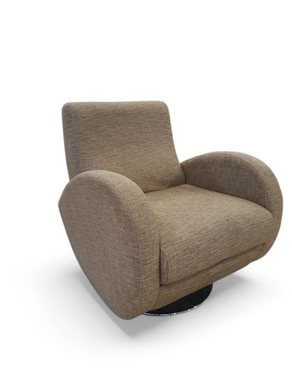 Armchair with swivel armrests upholstered...