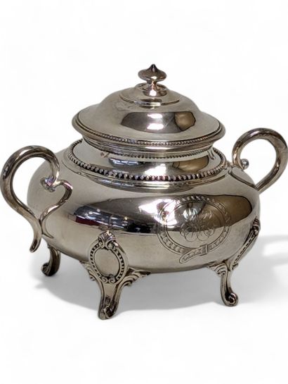 Covered sugar bowl in solid silver, Minerve...