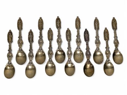 Collection of 12 small silver-plated spoons,...