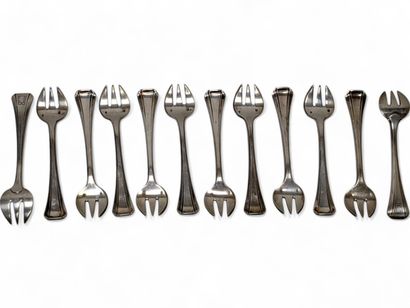 Suite of 12 solid silver Minerve hallmarked...