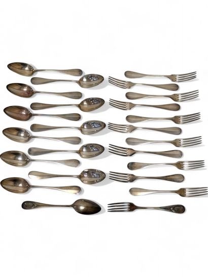 Suite of 12 solid silver table settings,...