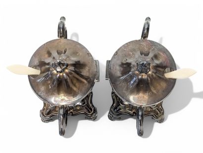 Pair of mustard pots in solid silver, Minerve...