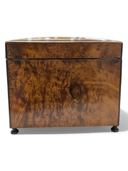 Boulle marquetry liqueur cellar in burr wood...