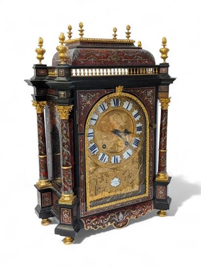 Large Boulle marquetry cartel, flanked by...