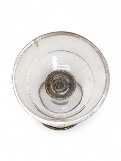 Cut and engraved rock crystal bowl, mounted...