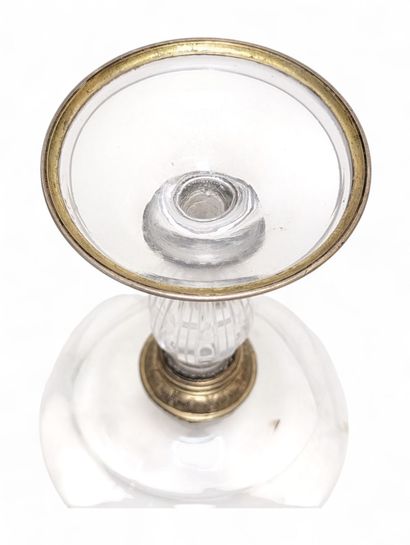 Cut and engraved rock crystal bowl, mounted...