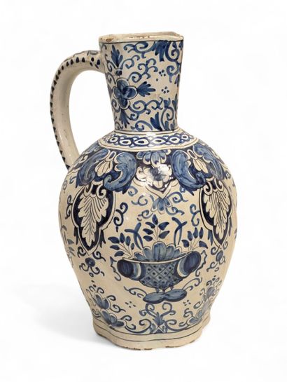 ROUEN
Earthenware pitcher with blue monochrome...