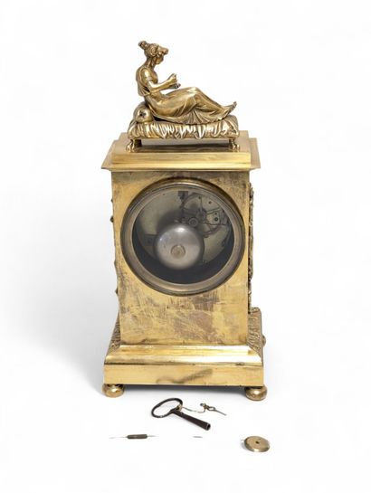 Bollard clock in chased and gilded bronze....