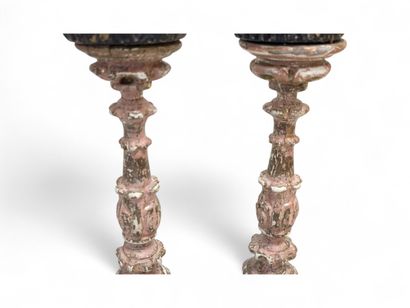 Pair of carved and gilded wood piccierges,...
