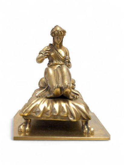 Bollard clock in chased and gilded bronze....