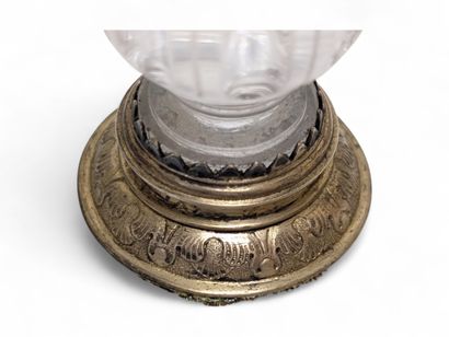 Cut and engraved rock crystal bowl, mounted...